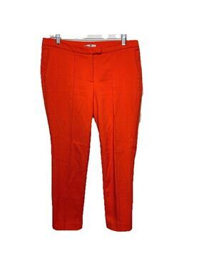 Dalia Collection Ankle Pants Womens 8 Orange Textured Diamond Jacquard Slim Fit